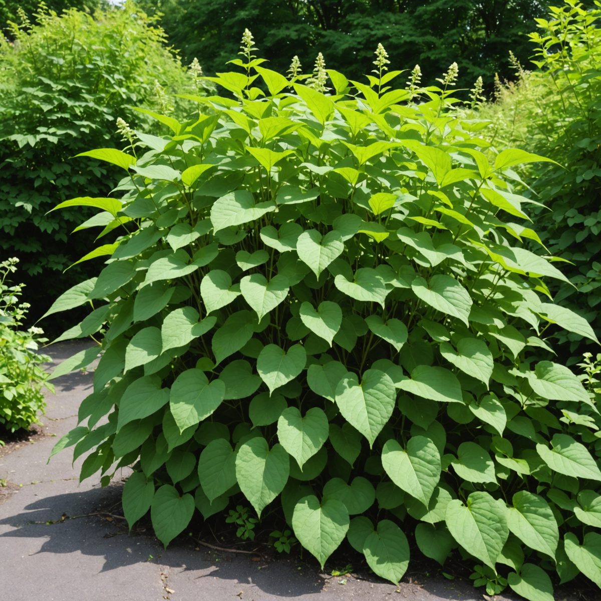Japanese knotweed rapid summer growth