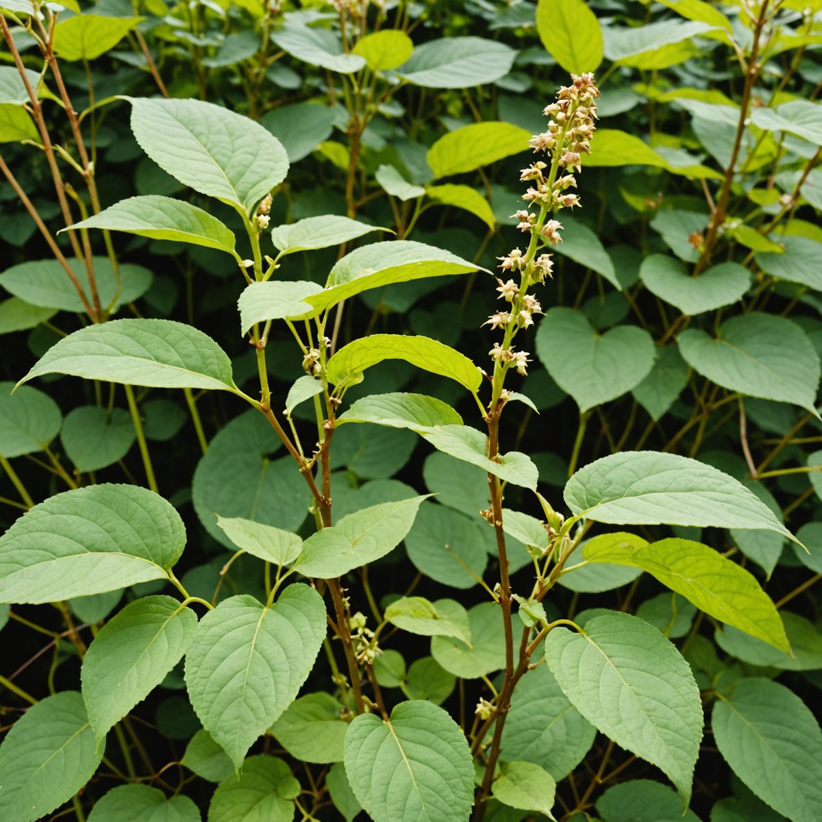 Knotweed wilted stems showing temporary damage