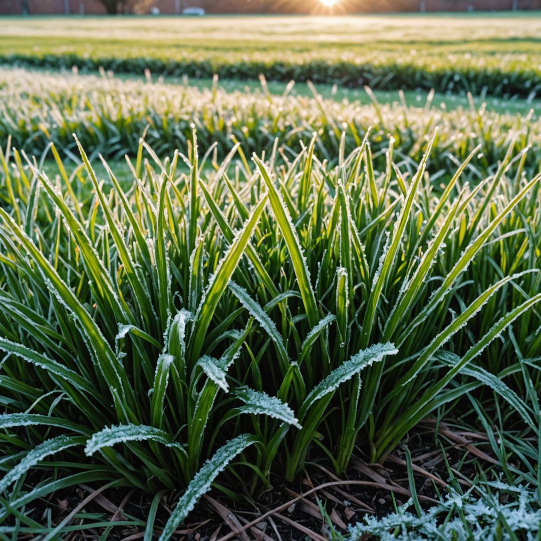 Lawn with frost - too late for mowing