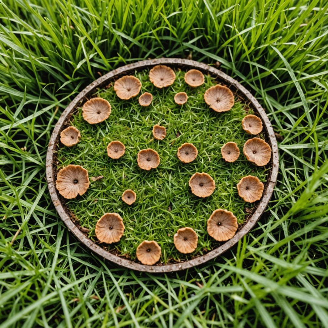 Close up of fusarium patch showing circular brown patch with darker edge