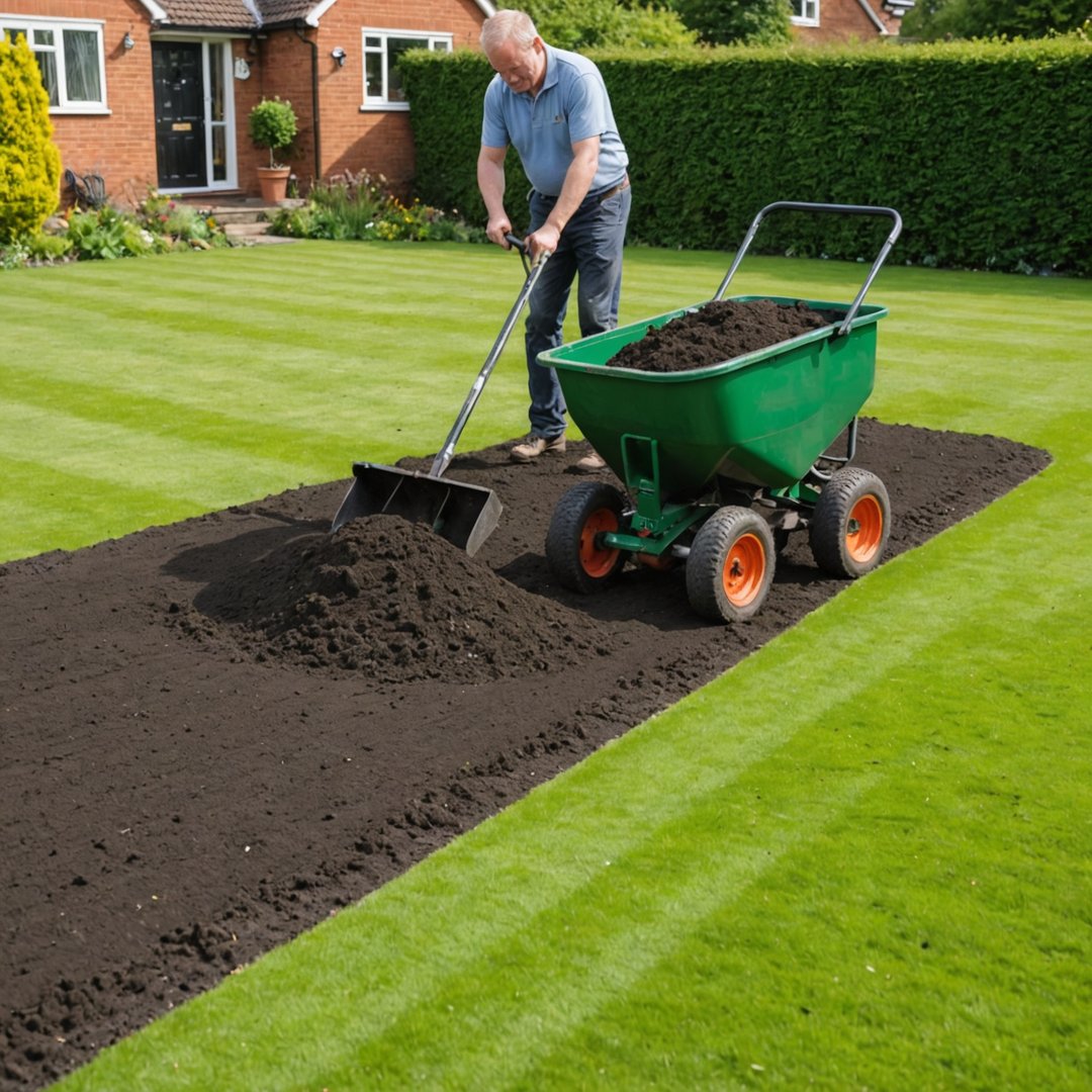 Topdressing lawn during renovation