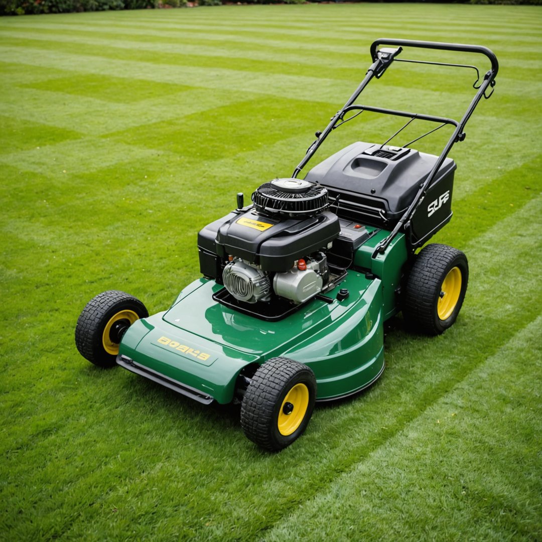 Lawn mower with roller creating stripes