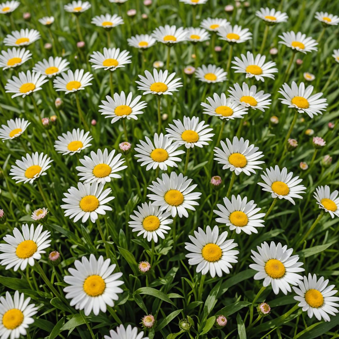 Daisies in lawn