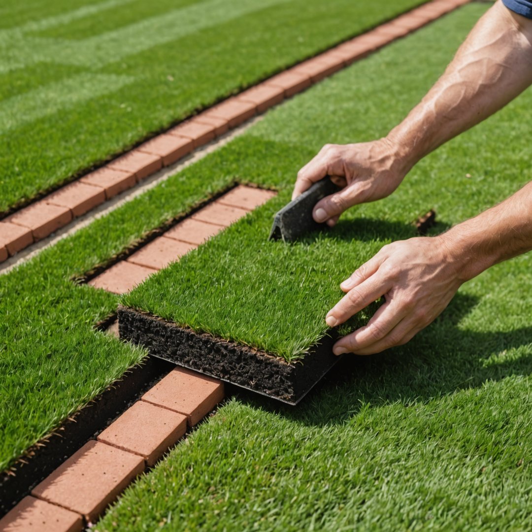 Staggered turf joints like brickwork