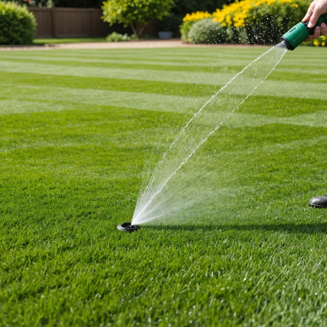 Watering freshly laid turf