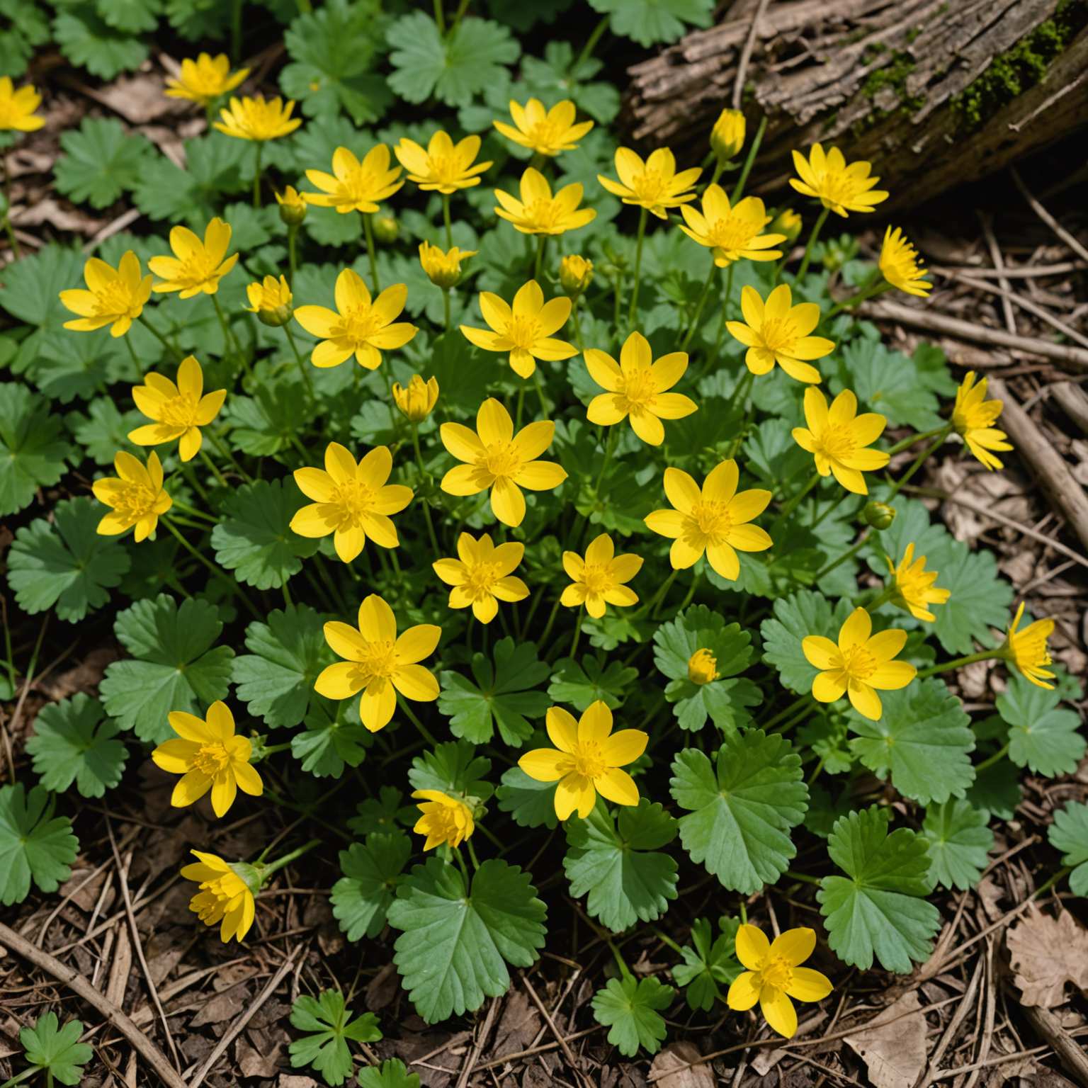 Lesser celandine yellow flowers