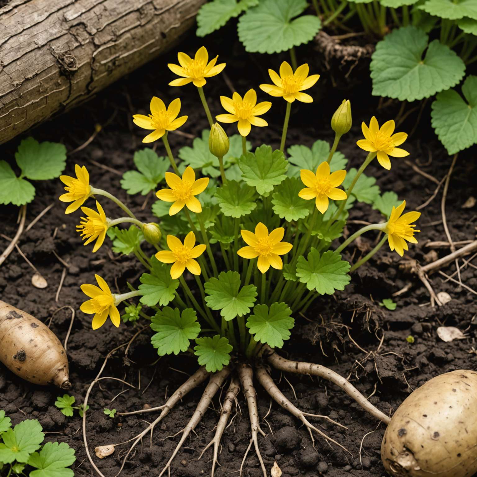 Lesser celandine tubers and roots