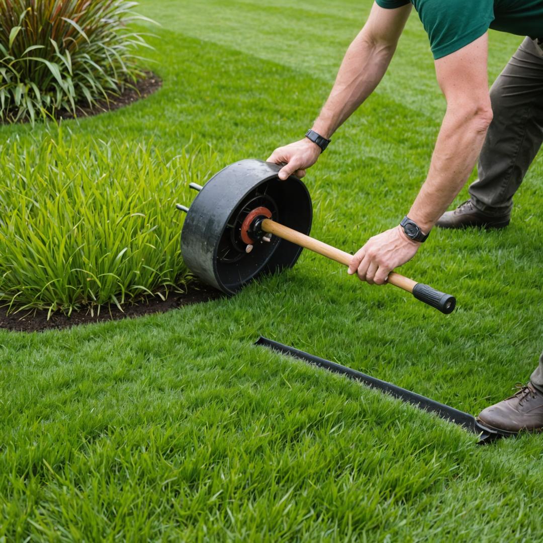 Brushing topdressing into lawn surface