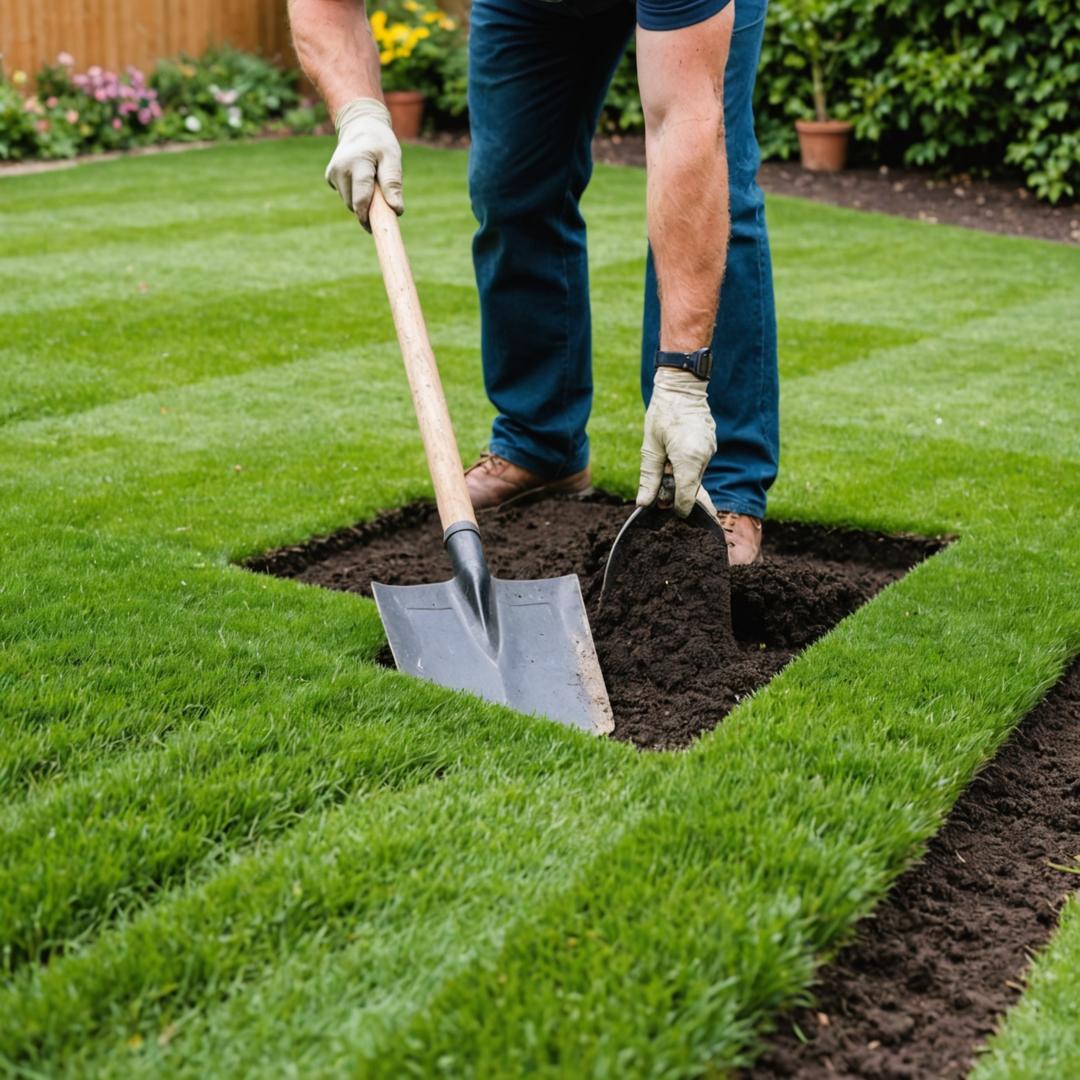 Lifting turf section to add soil underneath