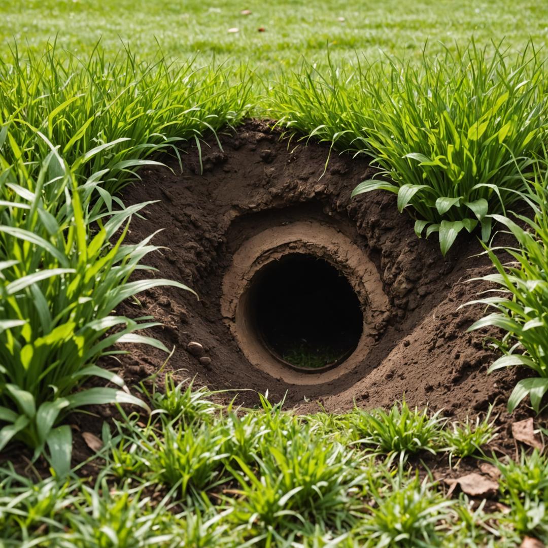 Mole tunnel visible as raised ridge in lawn
