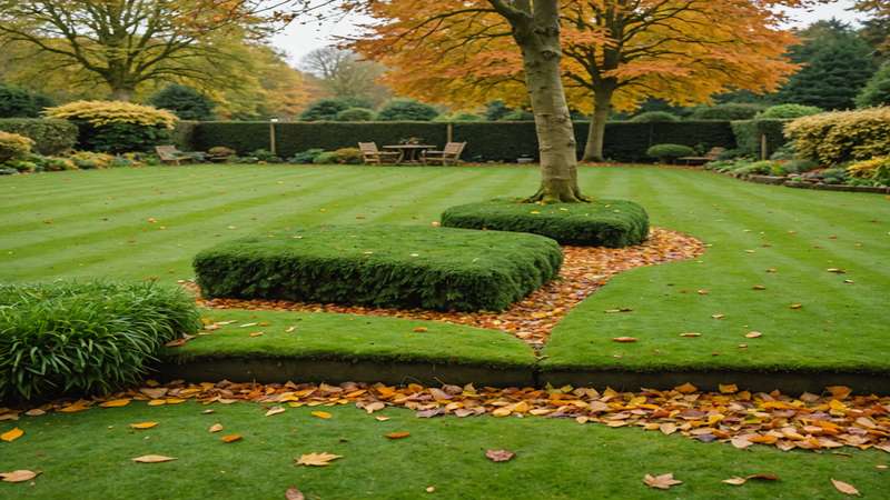 Autumn lawn with visible moss patches ready for treatment