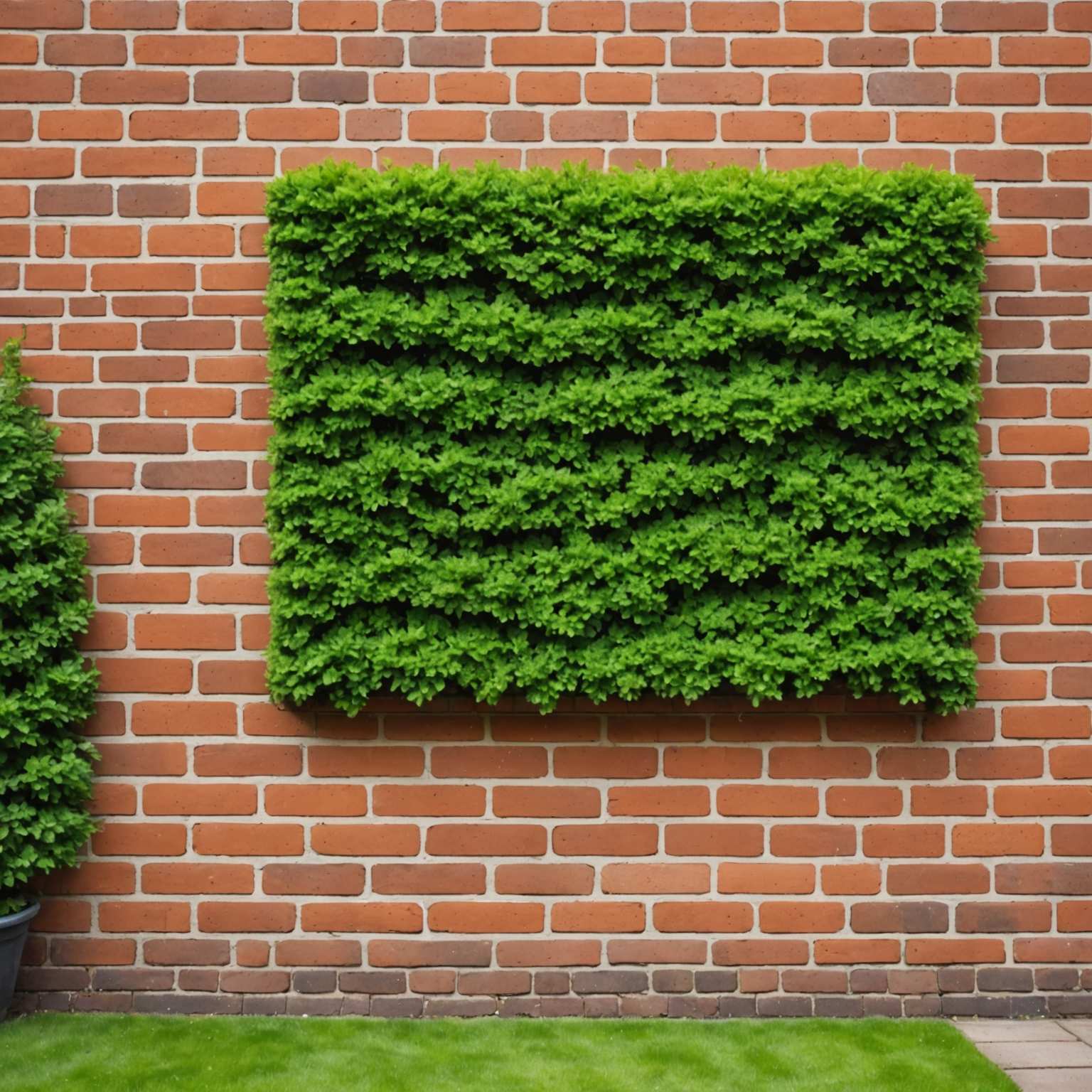 Clean moss-free red brick wall in UK garden