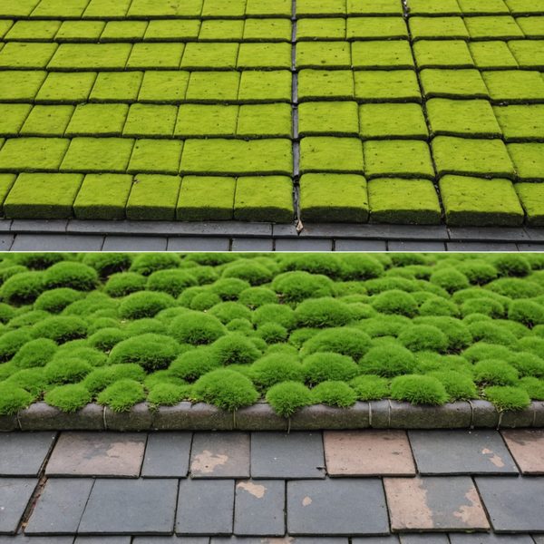 Moss on roof tiles