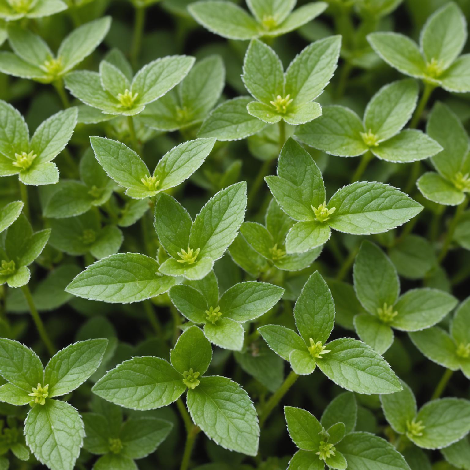 Mouse-ear chickweed hairy leaves close-up