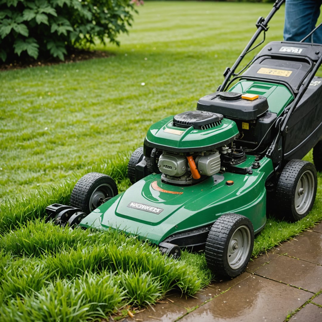 Wet grass clippings clumping under mower