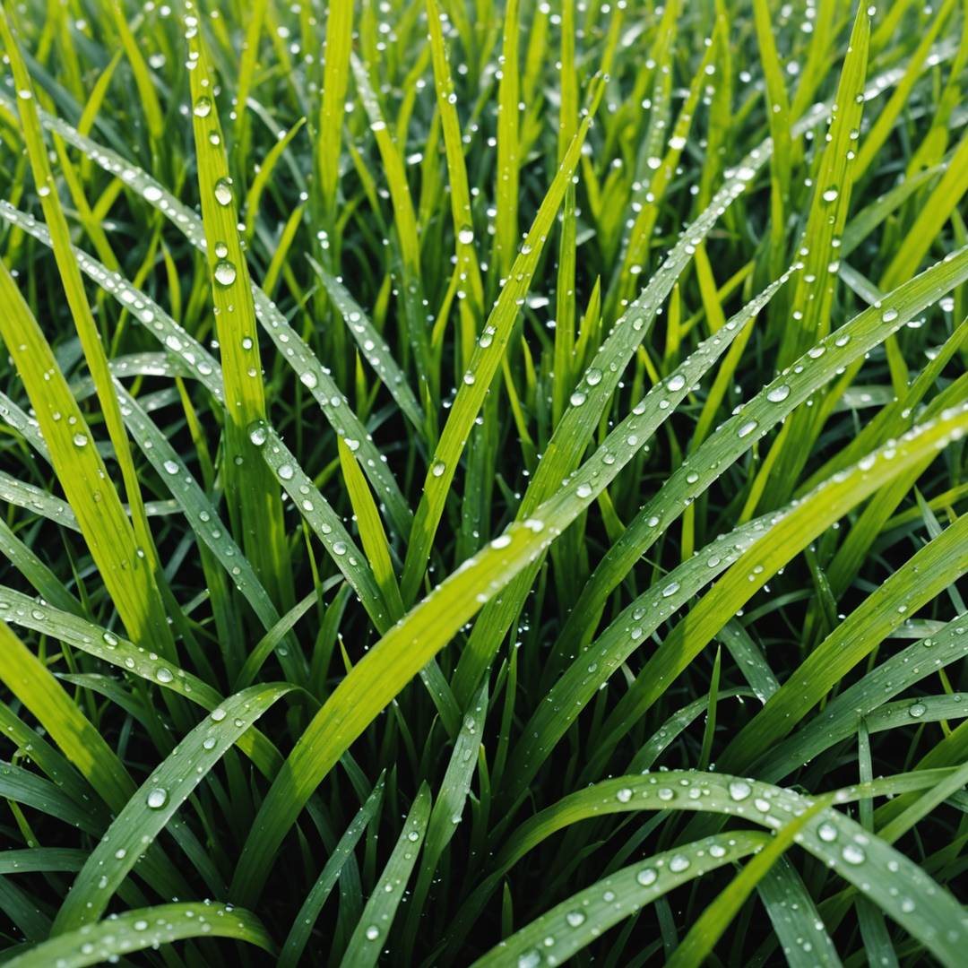 Wet grass lawn with dew