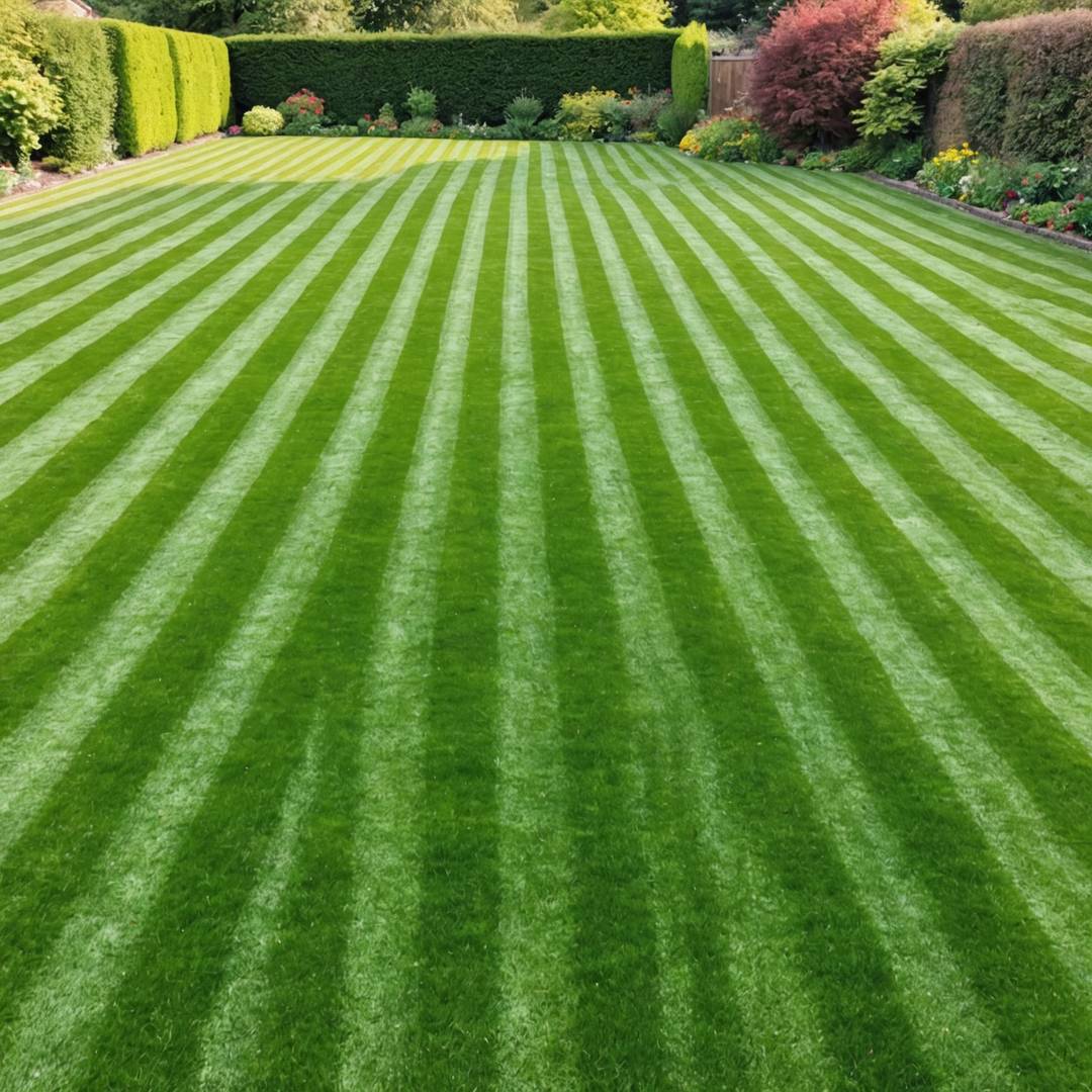 Well maintained striped lawn