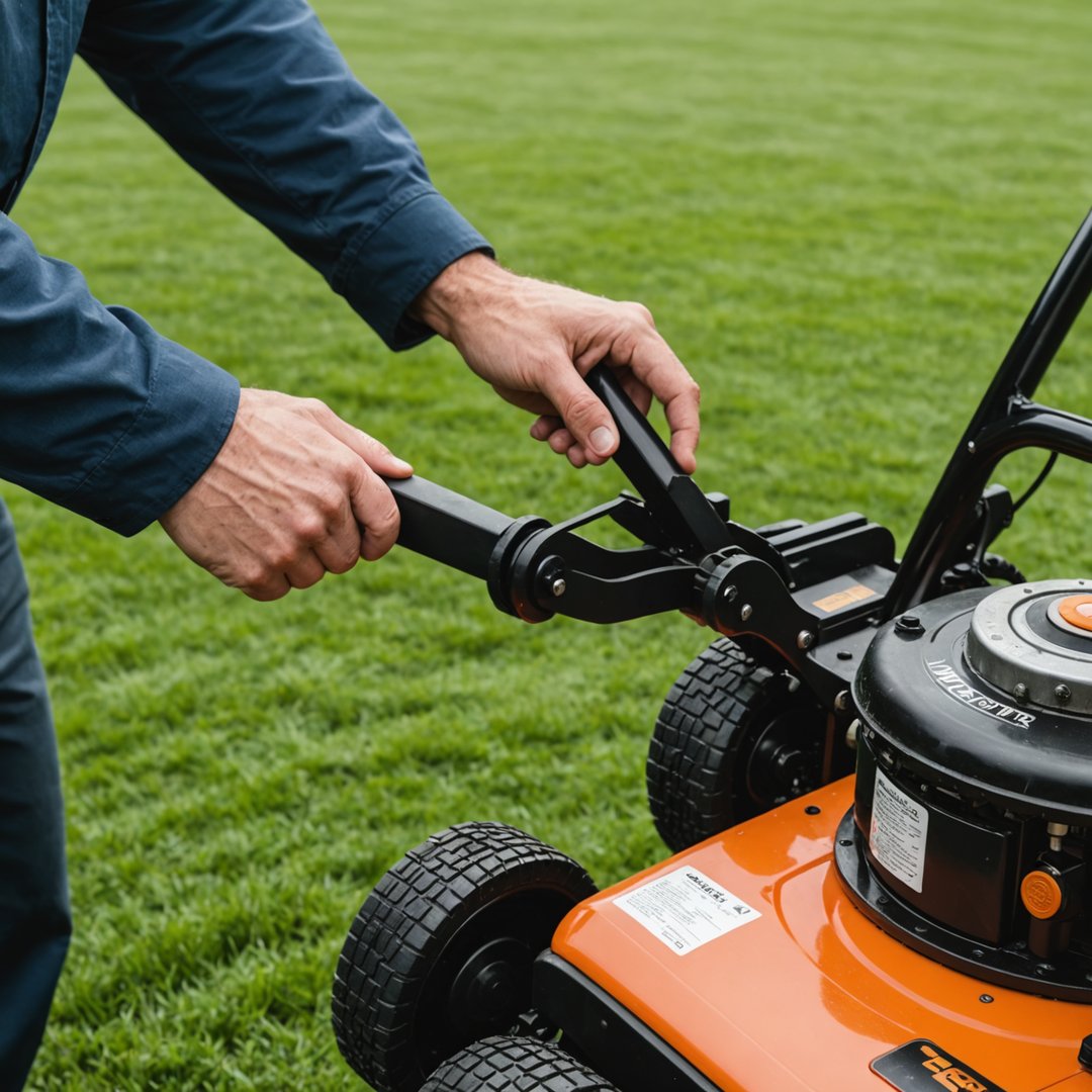 Adjusting lawn mower cutting height