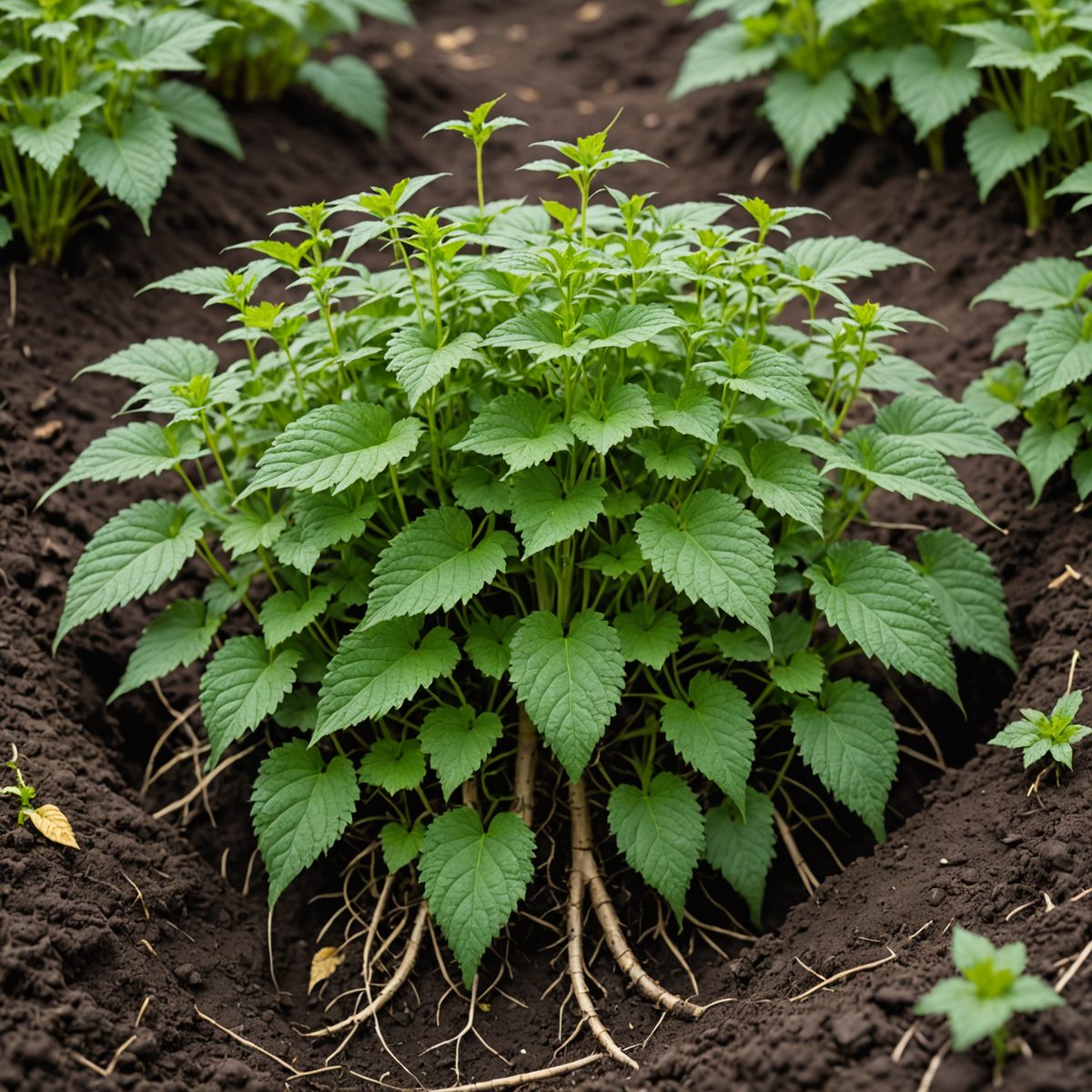 Nettle underground rhizome runners
