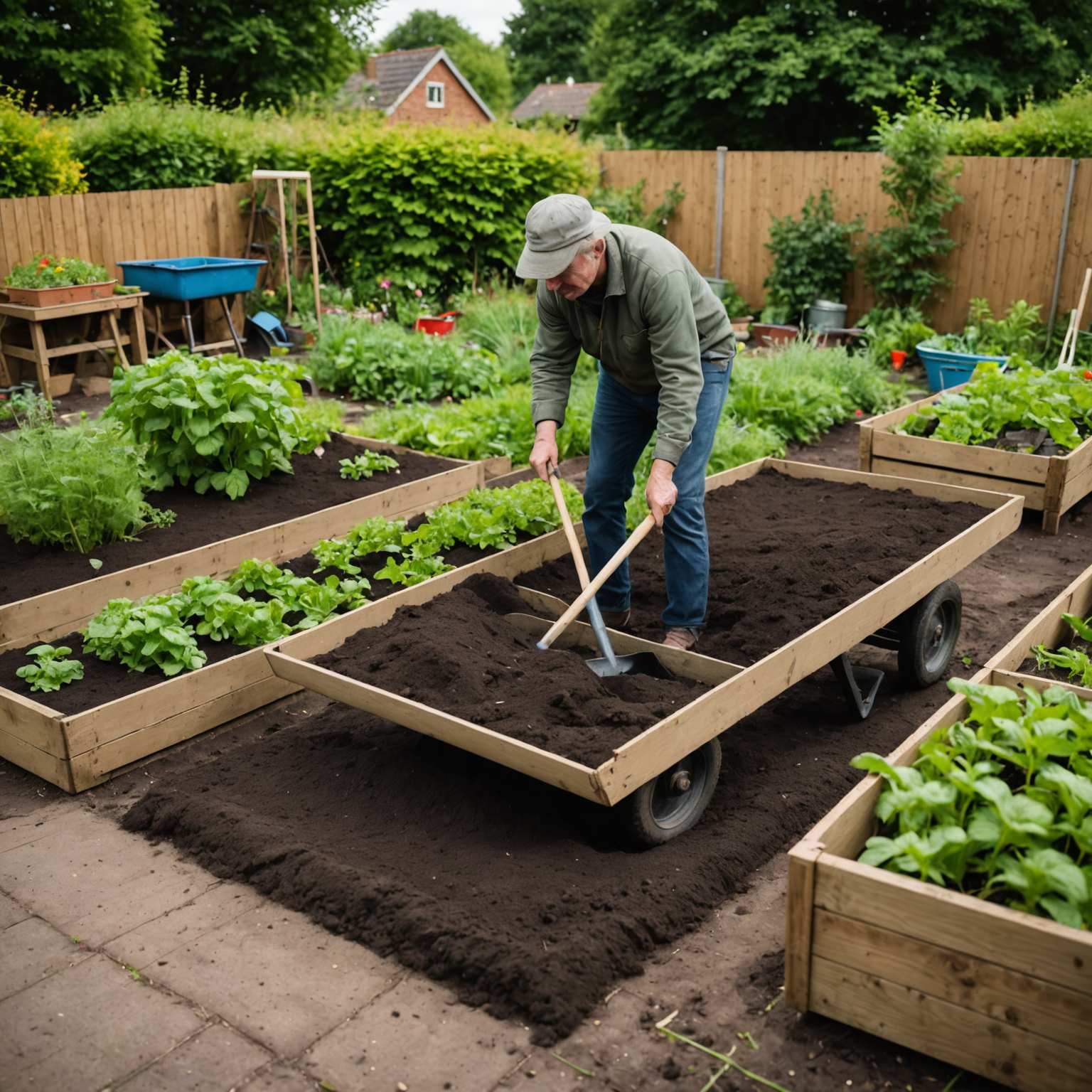 No-dig method with cardboard and compost