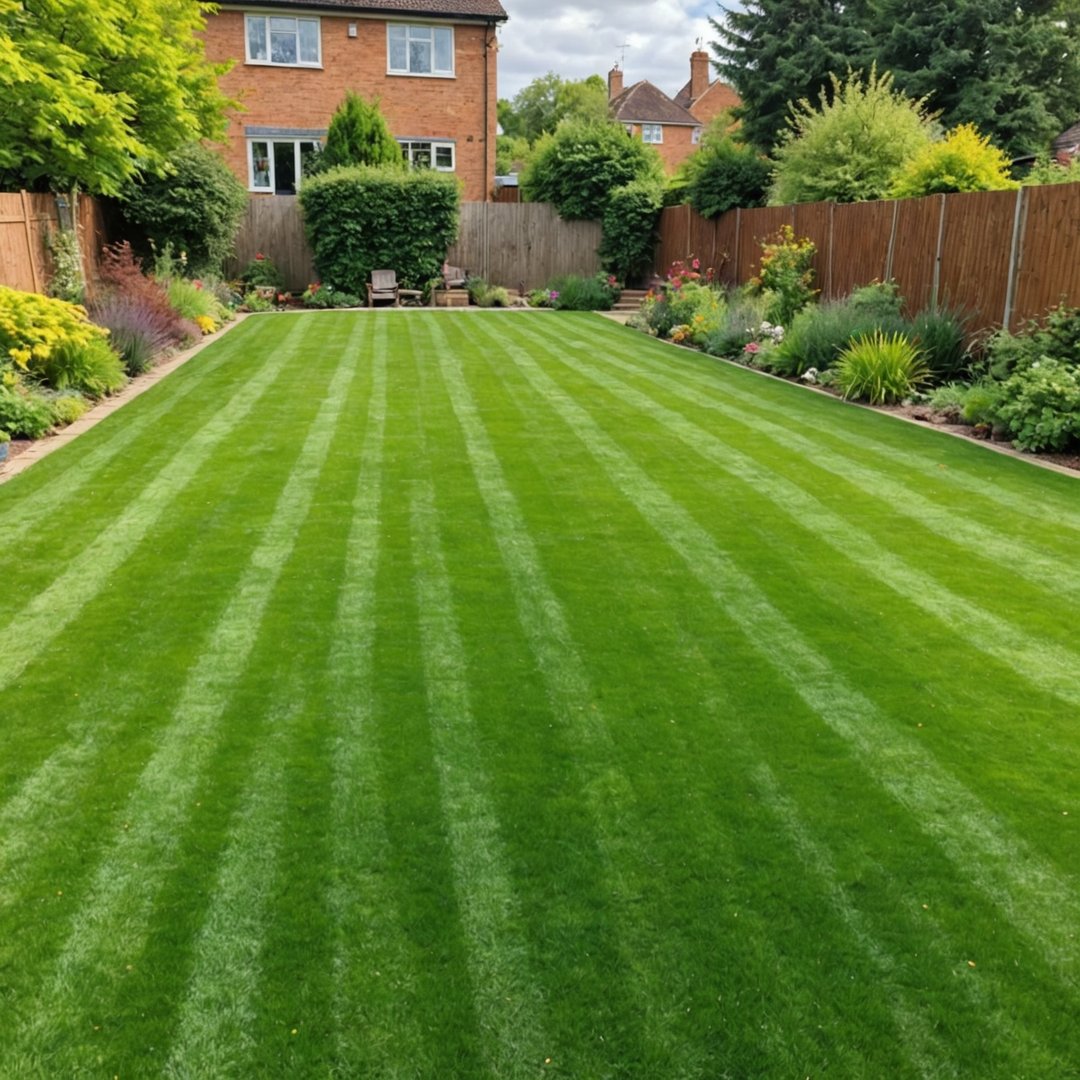 Thick healthy lawn after overseeding
