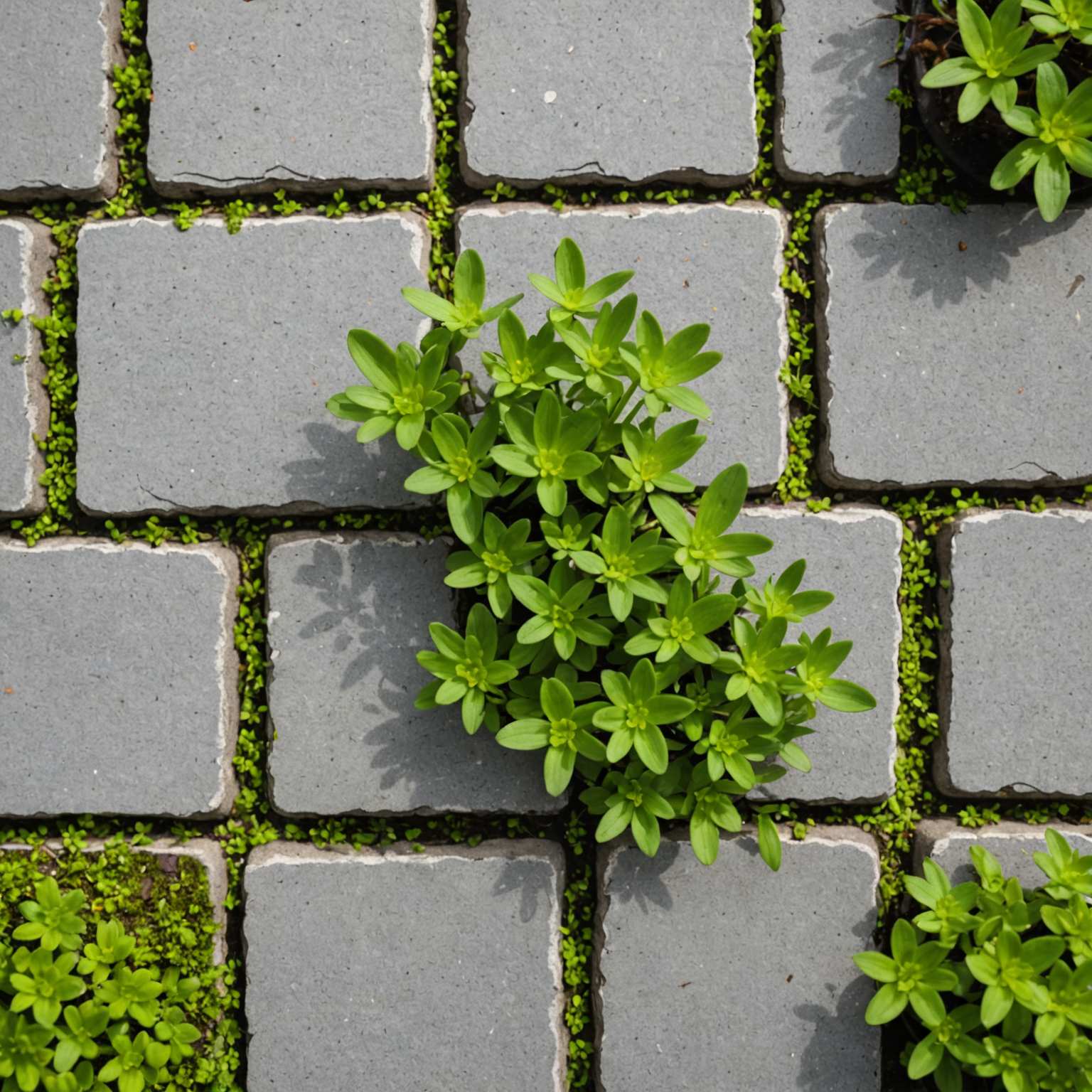 Pearlwort in paving cracks
