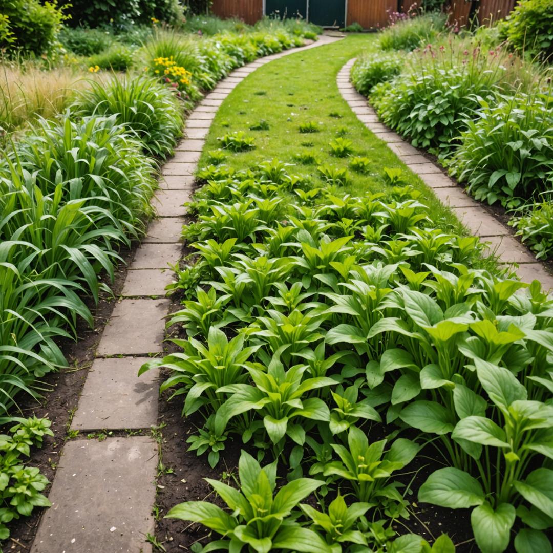 Plantain in compacted lawn area