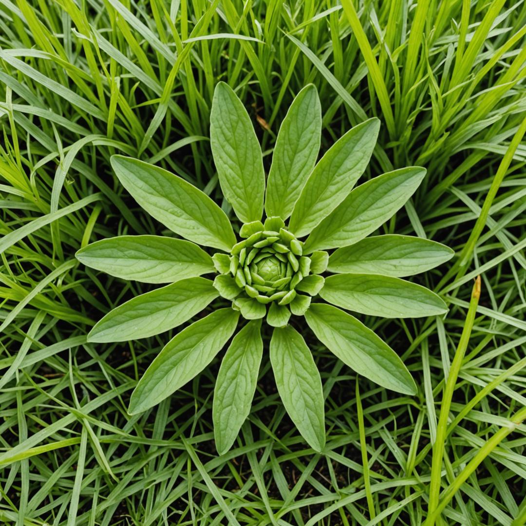 Plantain rosette growth pattern
