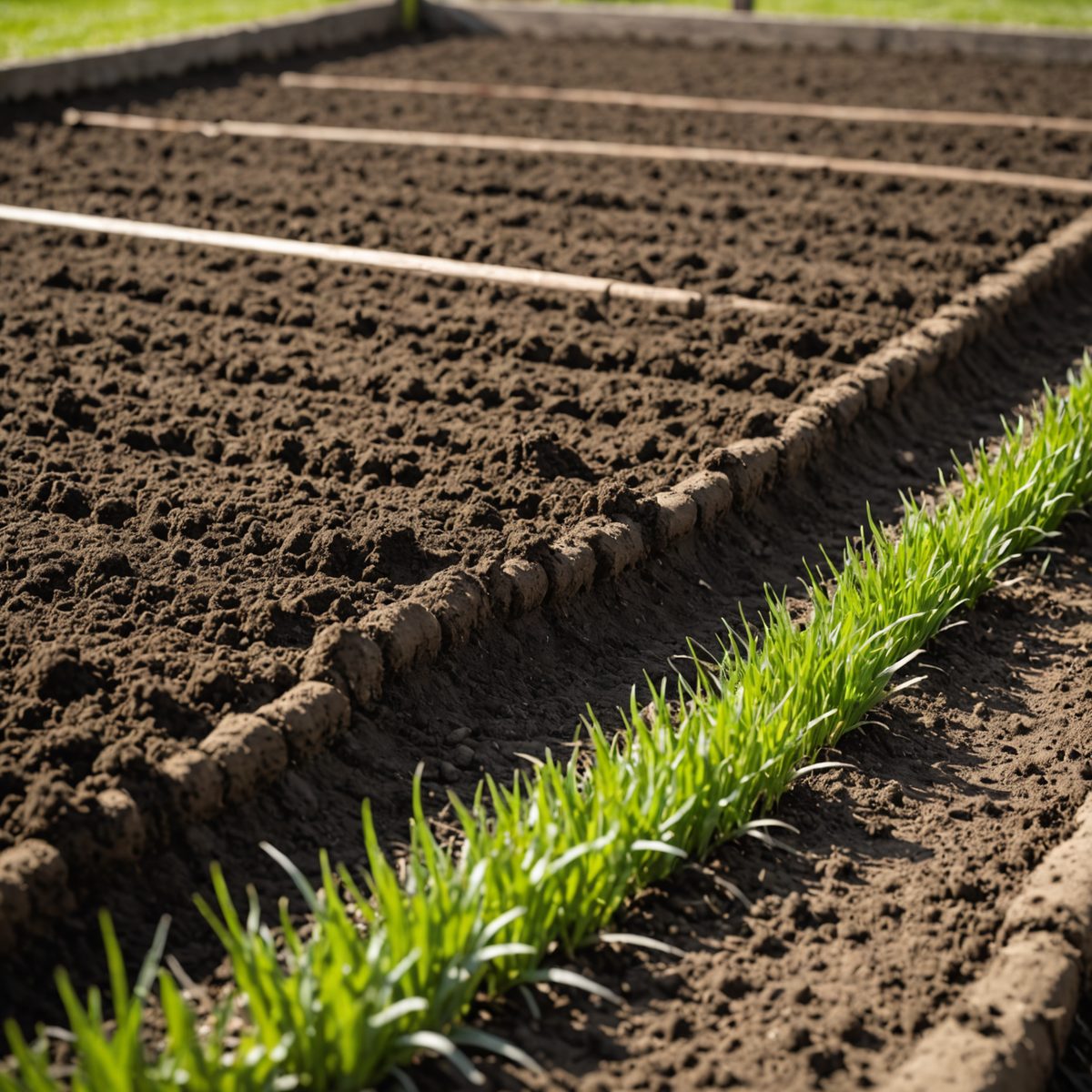 Well-prepared seedbed with fine crumbly soil ready for grass seed