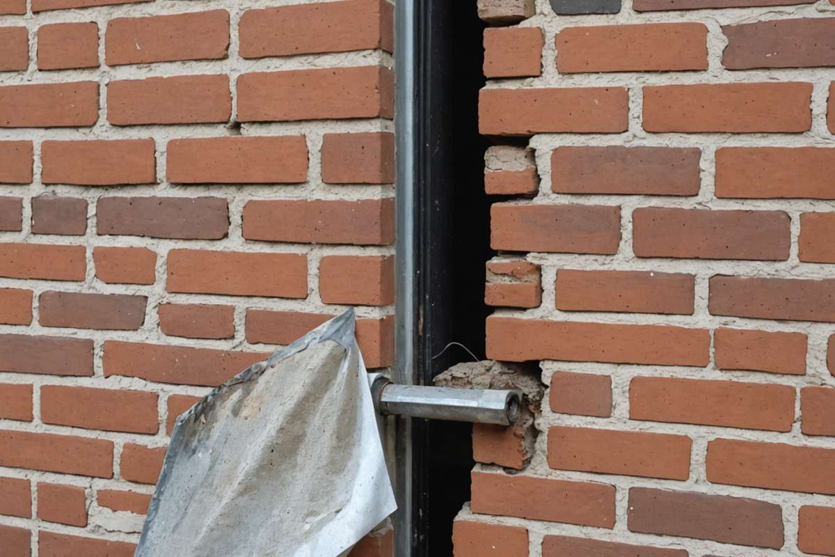 Render wall damaged by pressure washer showing erosion and pitting