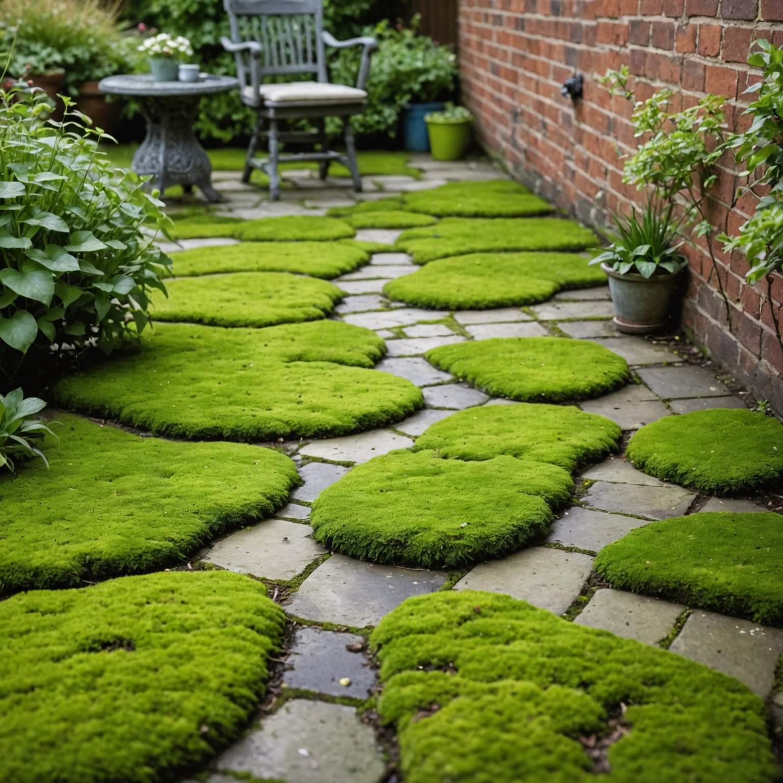 Moss regrowing on patio after pressure washing