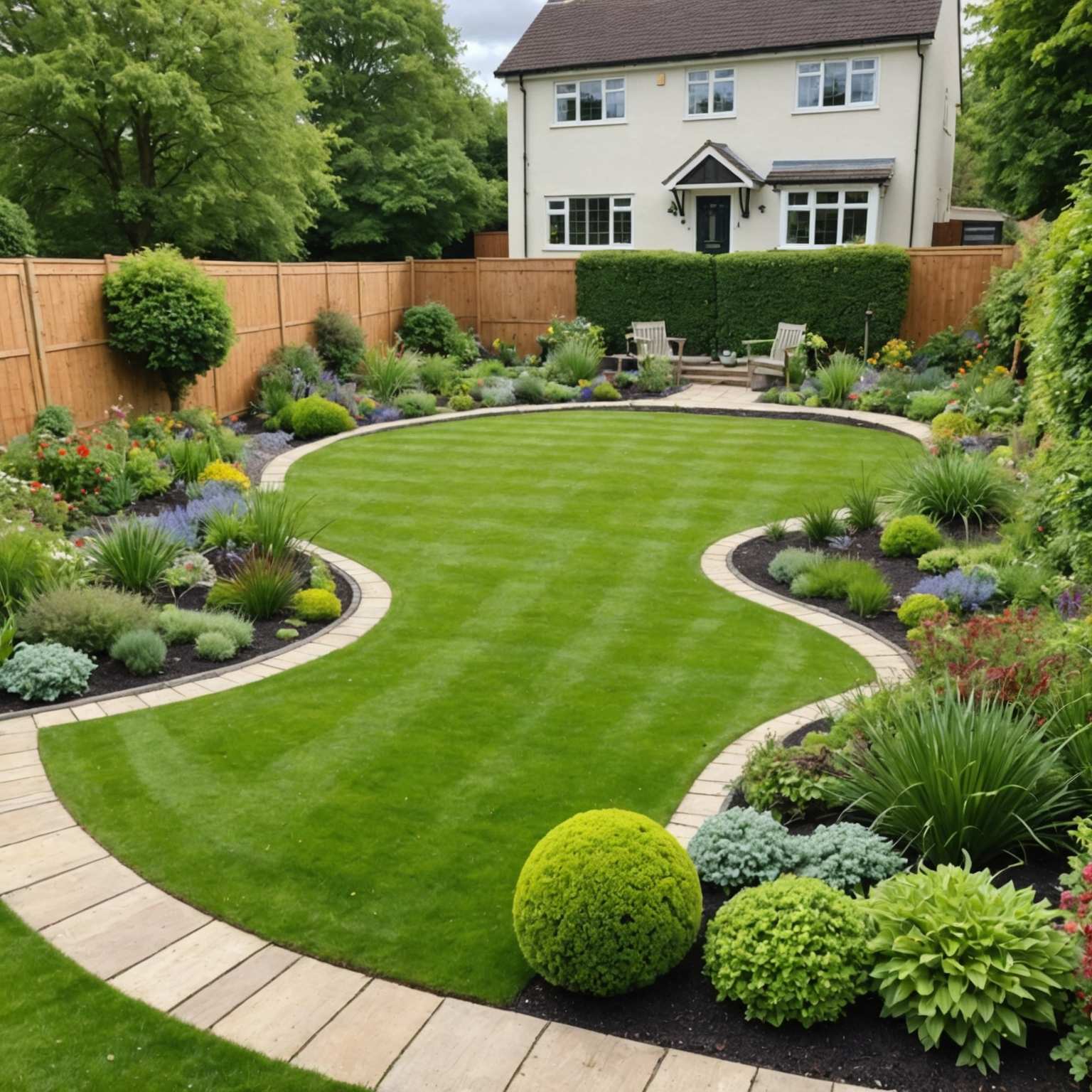 Restored garden with new lawn