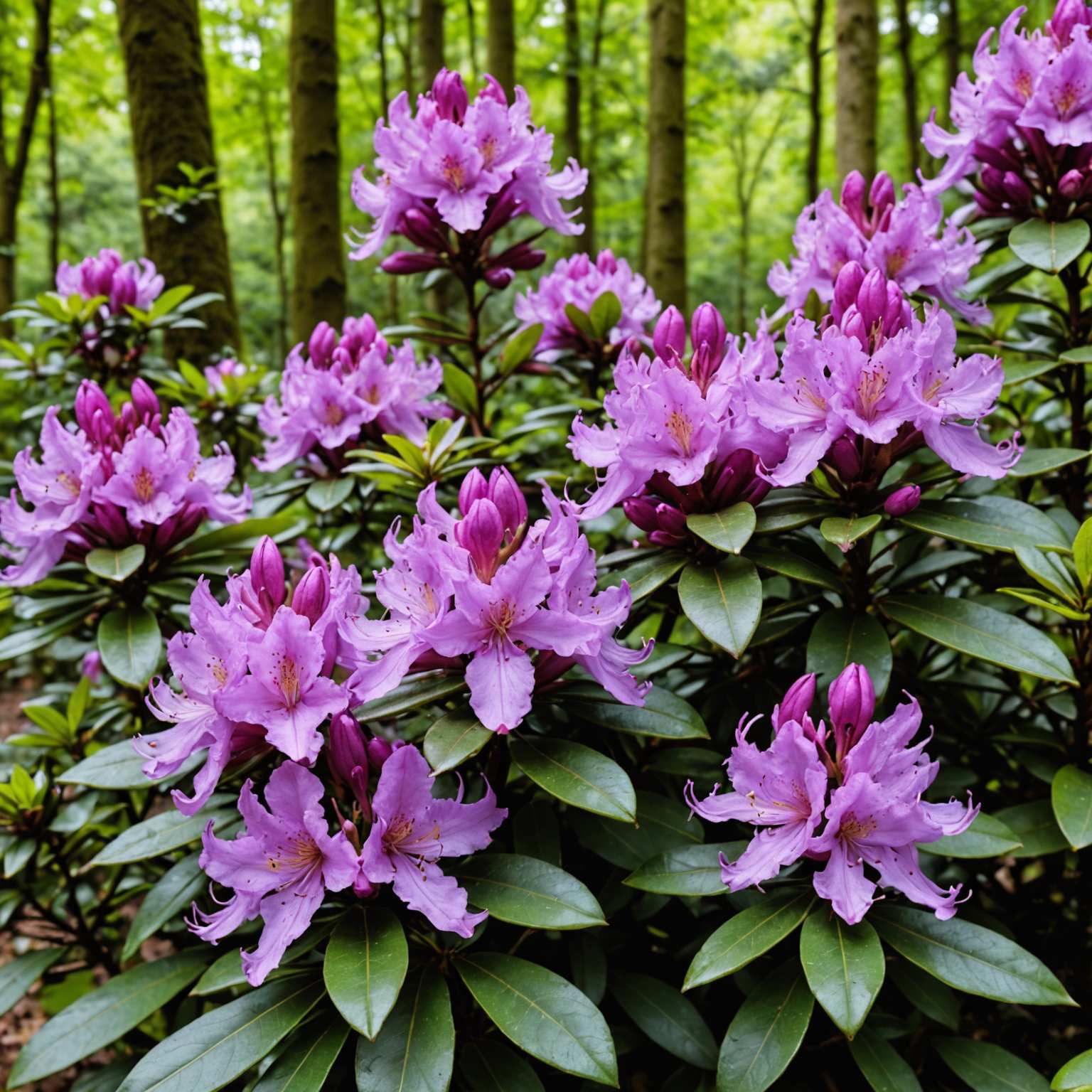 Rhododendron ponticum purple flowers