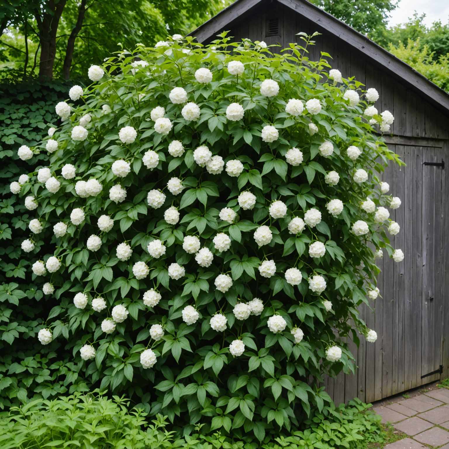 Russian vine smothering garden structure