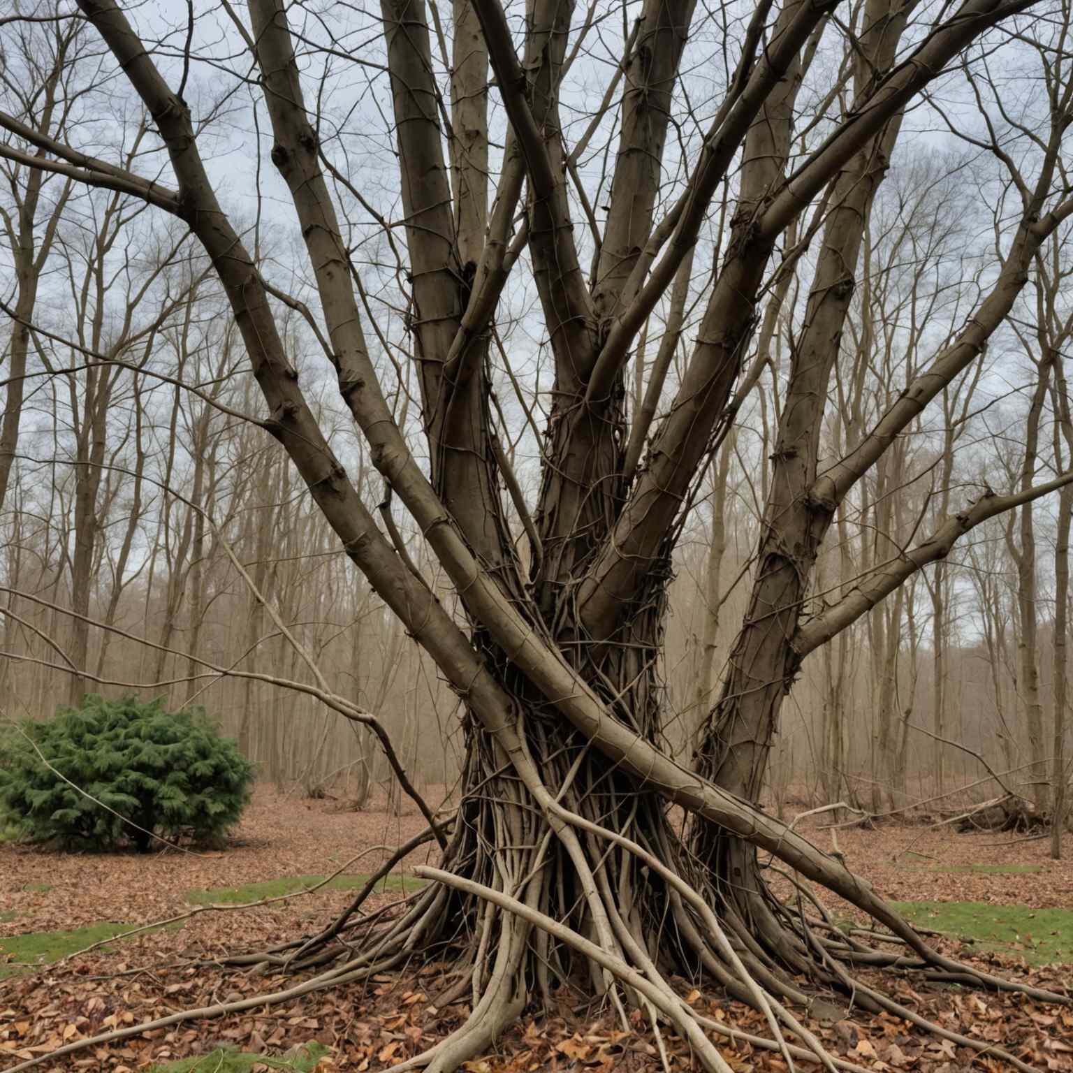 Woody stems of Russian vine