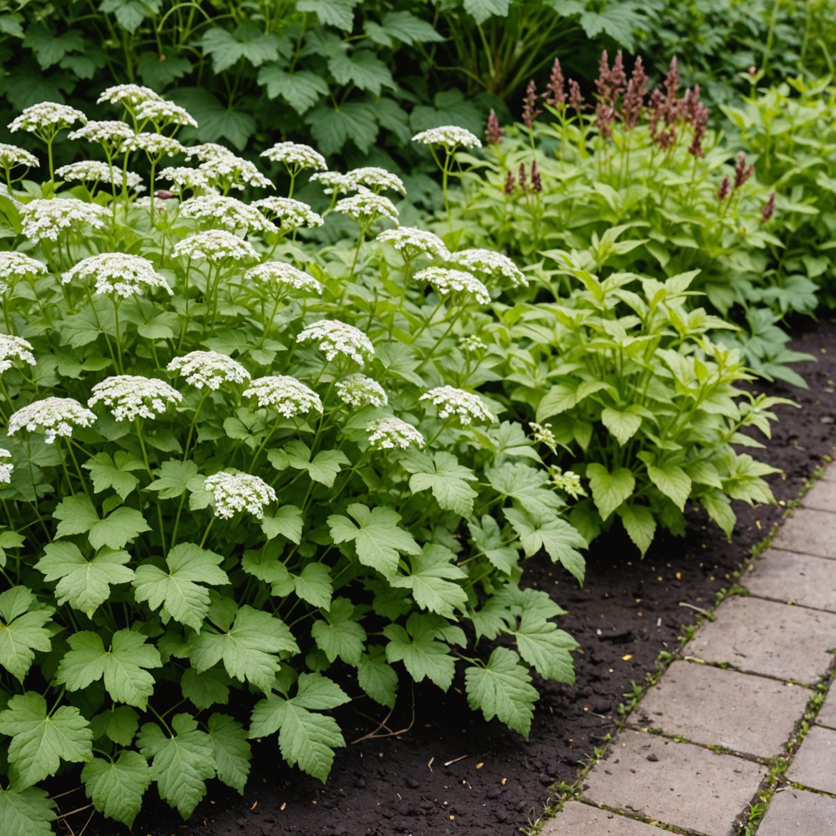 Salt damaged border plants