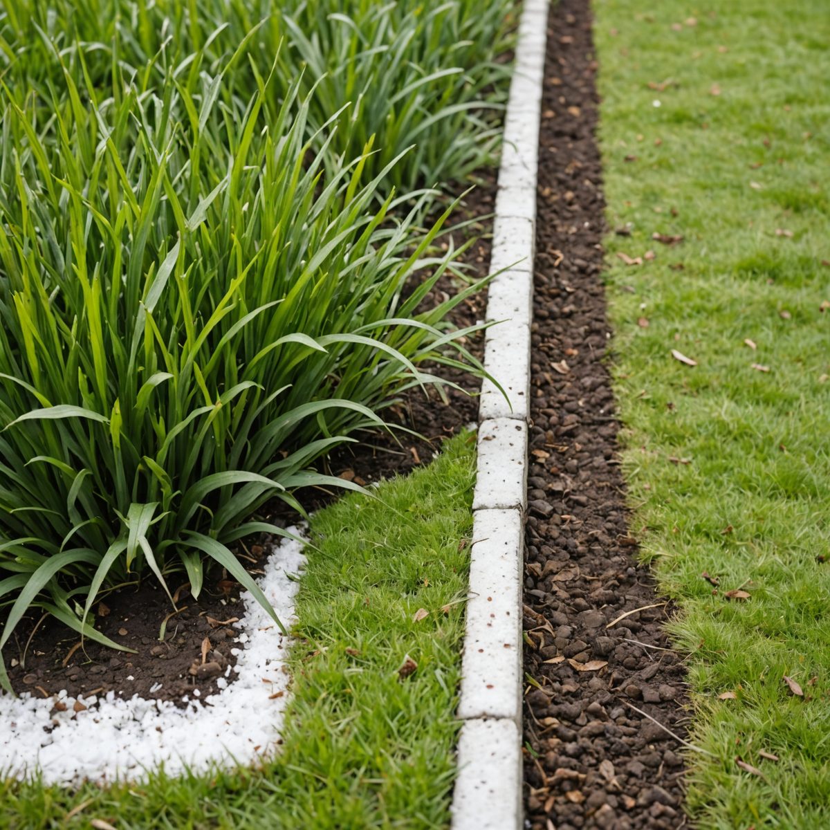 Salt damaged lawn edge