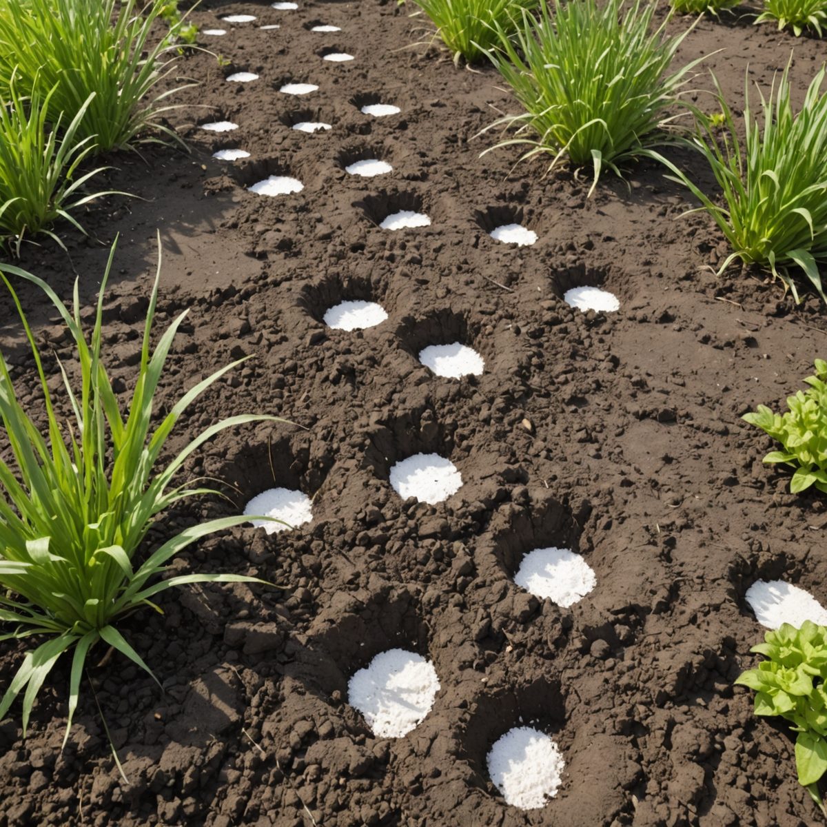 Salt damaged soil with dead patches