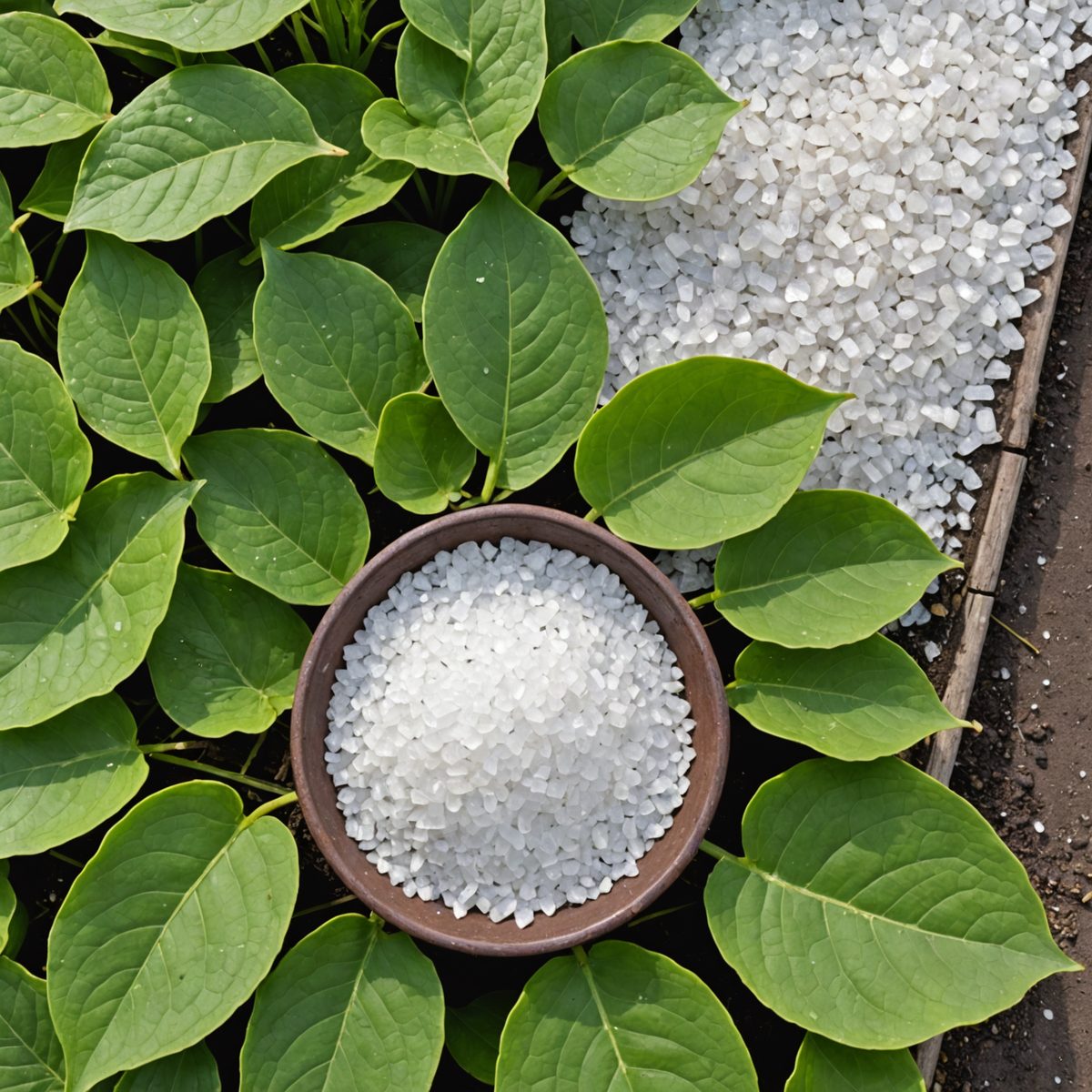 Salt piled around dock base