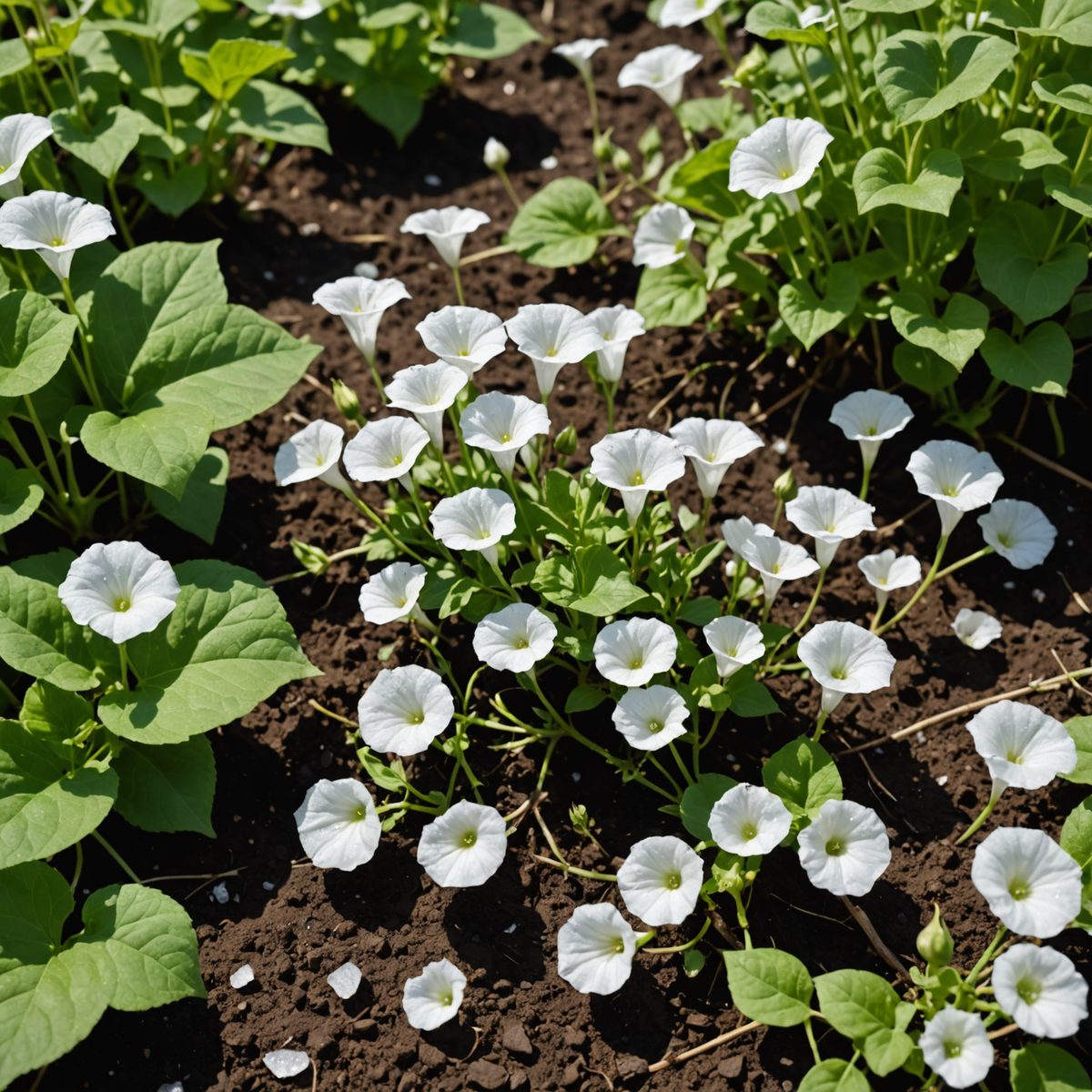Salt scattered around bindweed base