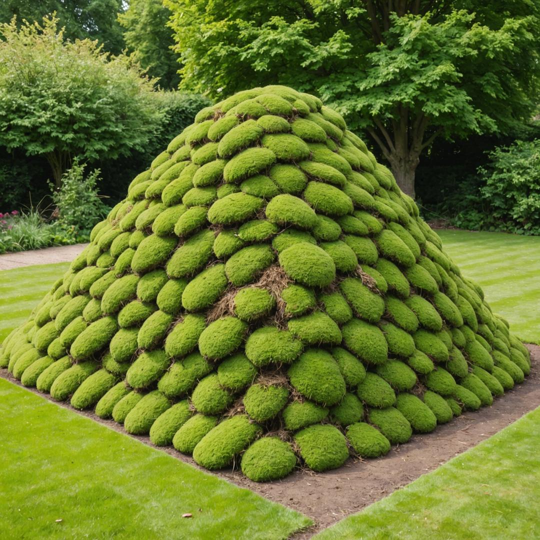 Pile of thatch and moss debris removed from lawn after scarifying
