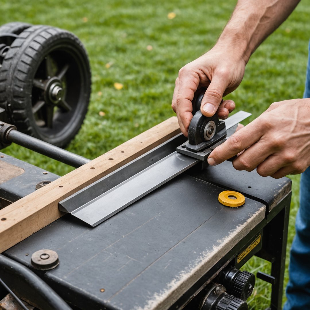 Sharpening mower blade with file