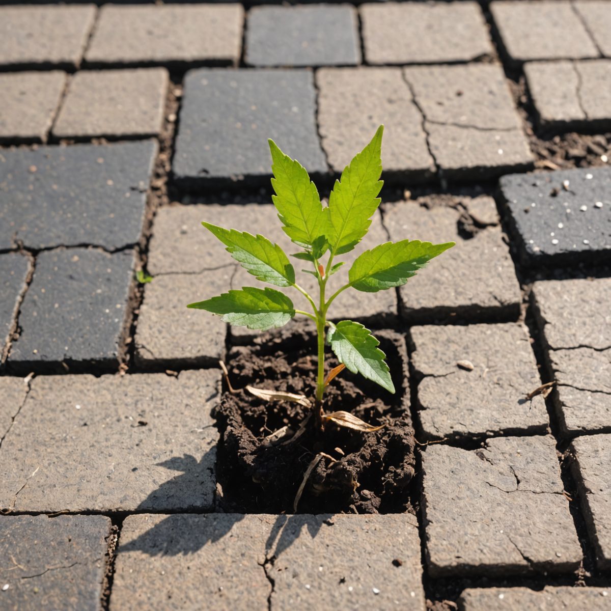 Small weed showing burn damage