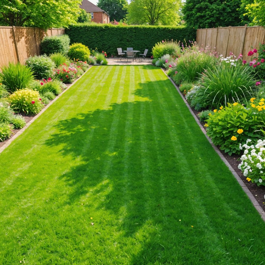 Healthy thick green lawn after spring care