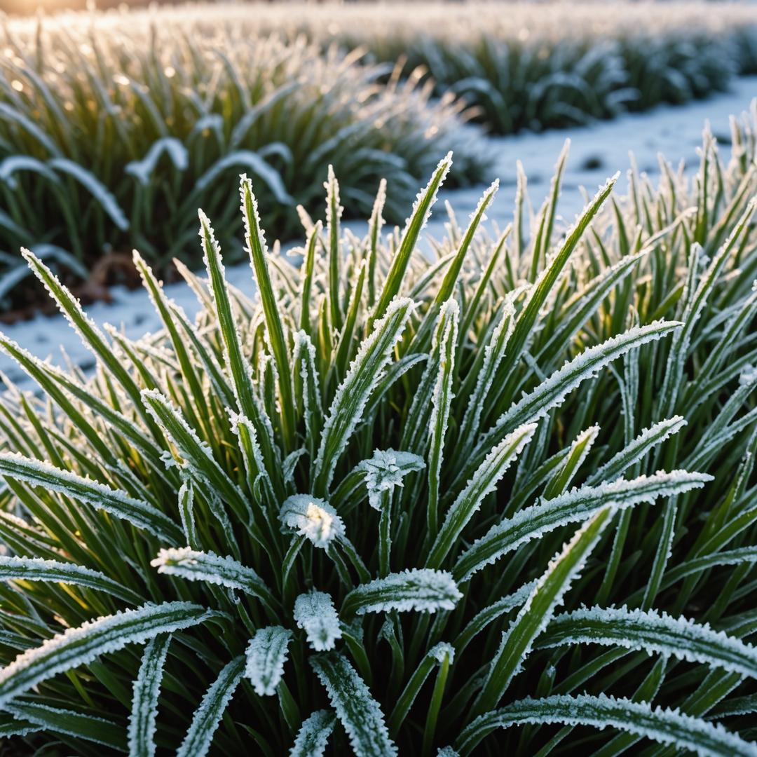 Frosty lawn grass