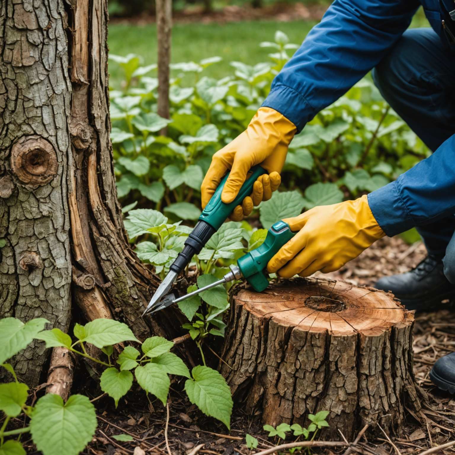 Treating Russian vine stump with weedkiller