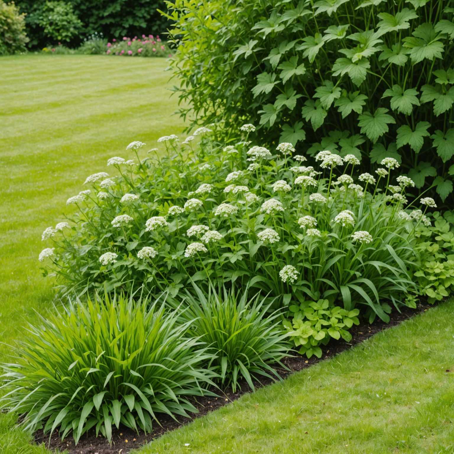 Weeds invading lawn from border edge