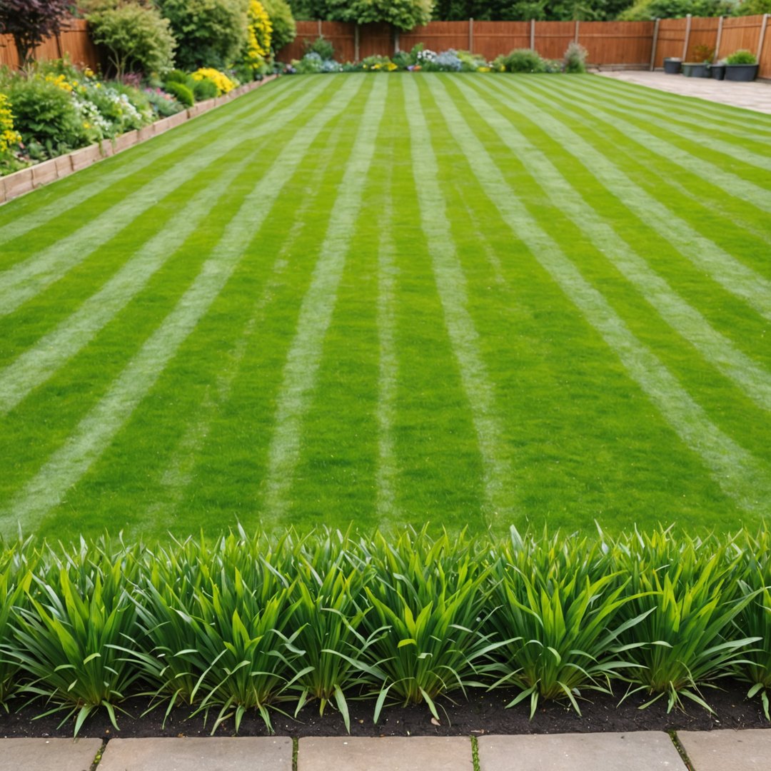 Lawn recovering from yellow patches with new green growth